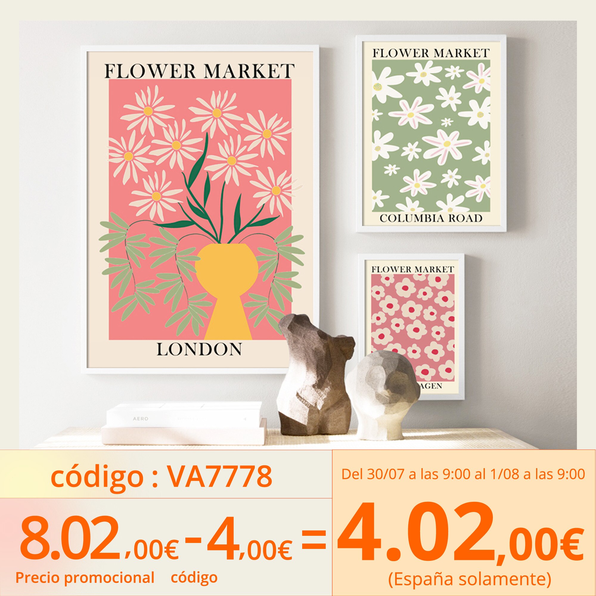 Abstract Flower Market Vintage Minimalist Wall Art Canvas Painting Nordic Posters And Prints Wall Pictures For Living Room Decor