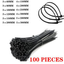 Self-locking plastic nylon cable tie 100 pieces black 5x300 cable tie fastening ring 3x200 industrial cable tie cable tie set